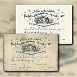 Restoration of the 1887 NYPD Patrolman Appointment Certificate signed by Theodore Roosevelt during his term as the Police Commissioner of the City of New York.