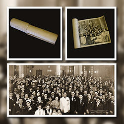 Humidifying, unrolling, and restoring a rolled-up photograph. Those pictures were frequently tightly rolled up, and as time went on, they dried out and cracked, making it impossible to unroll them without causing more harm.