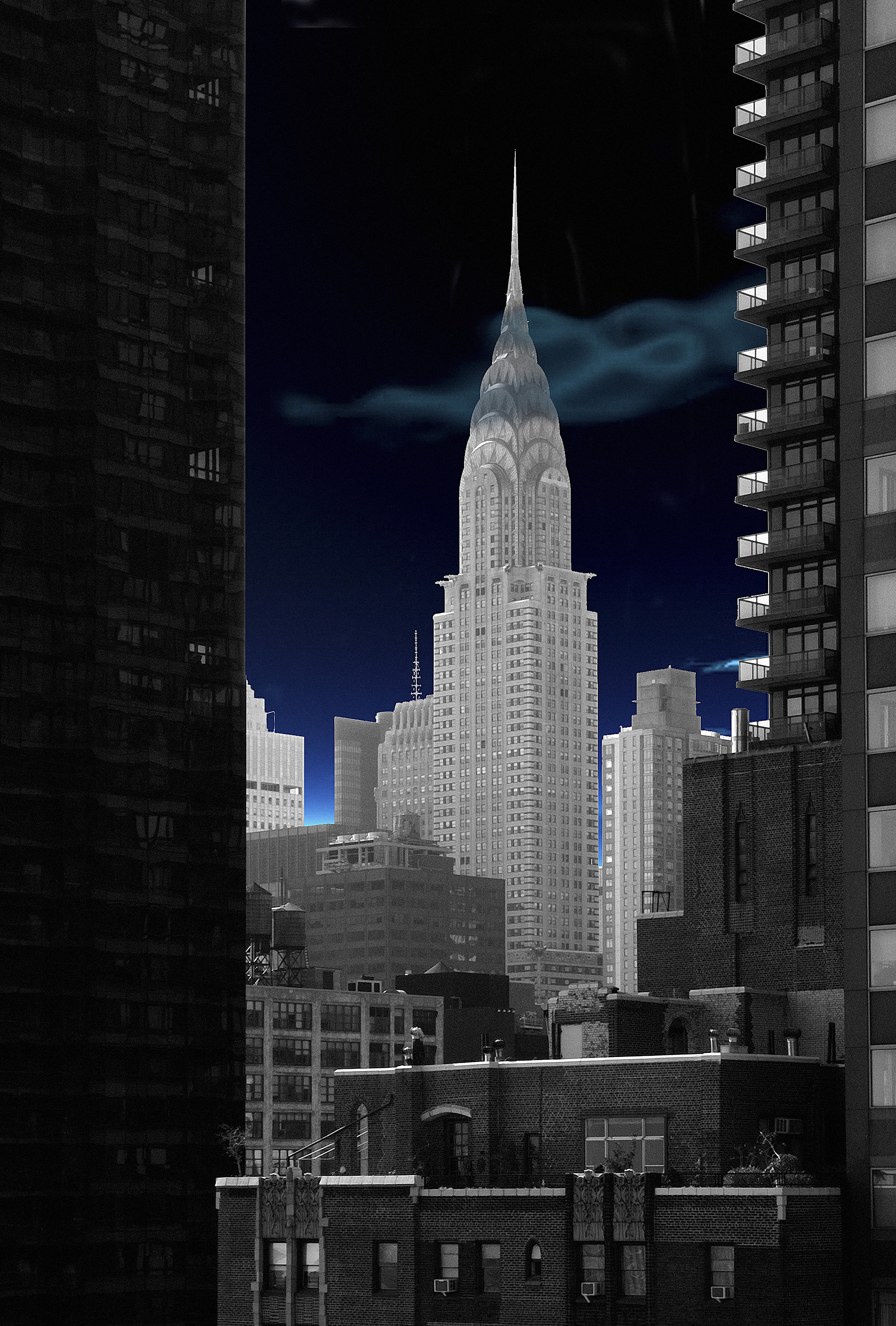 CHRYSLER BUILDING, NY, EAGLES AND ANGELS, 11in x 19in fine art print, limited edition, signed and numbered by Sebastian Wintermute