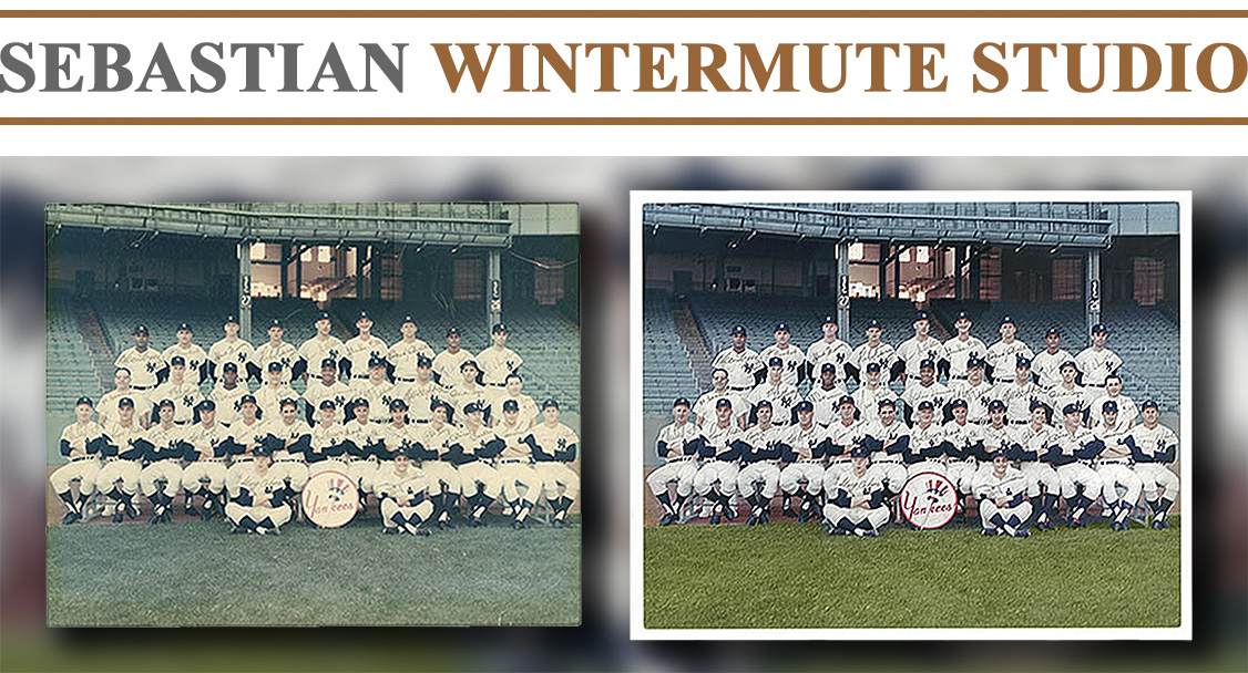Restoration of a faded photo 1963 New York Yankees Team