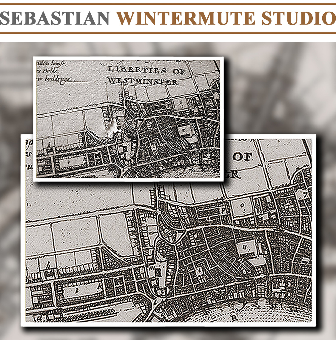 17th century map of London printed for and dedicated to Sir Robert Vyner, Lord Mayor of London (1674), suffered cuts and scratches from broken glass when the frame was damaged during shipping