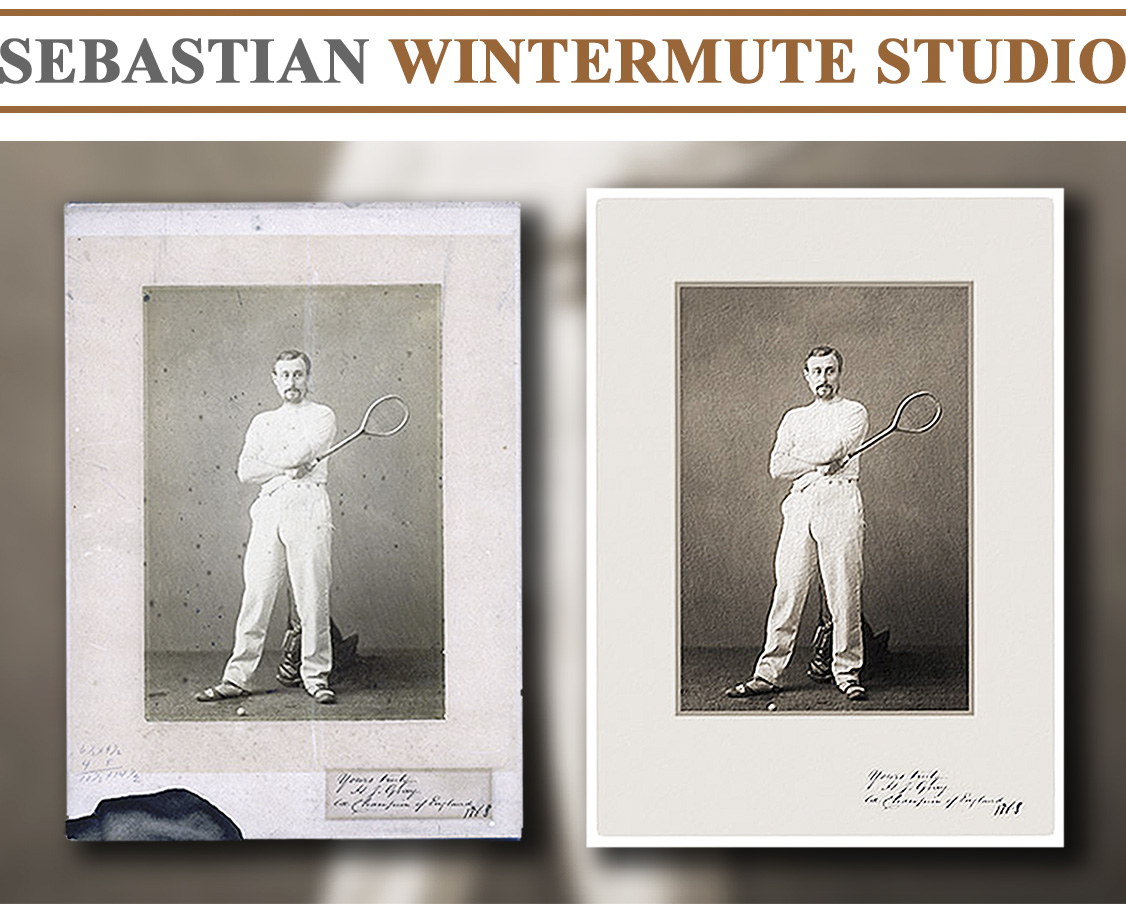 Digital archiving and restoration of an old photograph from the collection of the New York Racquet & Tennis Club