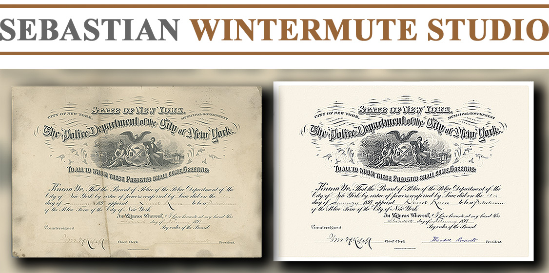 Restoration of 1887 NYPD Patrolman Appointment Certificate signed by Theodore Roosevelt during his term as the Police Commissioner of the City of New York
