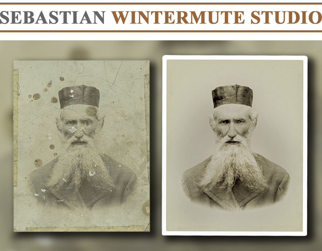 Restoration of a stained and scrated photograph.