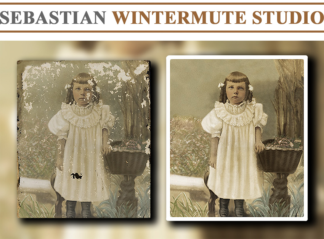 A beautiful hand colored photograph of a girl was found in the attic were it was left neglected for many years